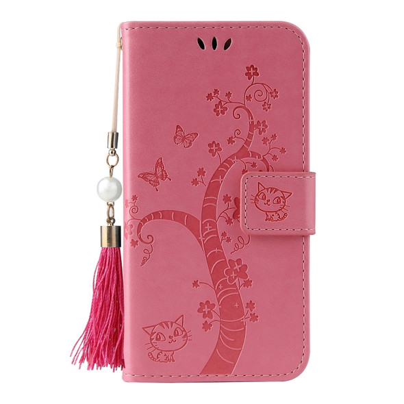 For Huawei Mate 20 Pro Embossed Lucky Tree Horizontal Flip Leather Case with Holder & Card Slot & Wallet & Lanyard(Pink)
