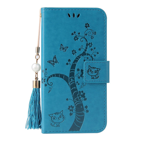 For Huawei Mate 20 Pro Embossed Lucky Tree Horizontal Flip Leather Case with Holder & Card Slot & Wallet & Lanyard(Blue)