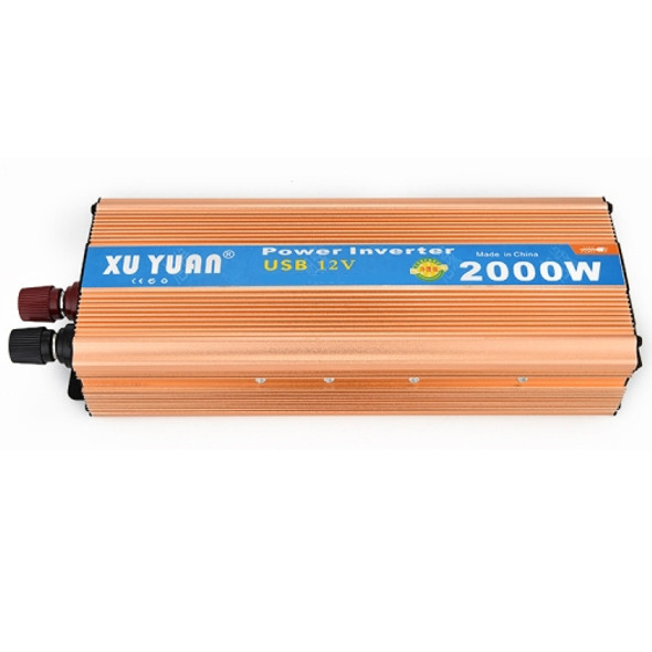 XUYUAN 2000W Inverter with USB Positive And Negative Reverse Connection Protection, Specification: Gold 24V to 220V