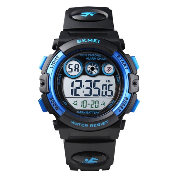 SKMEI 1451 LED Digital Stopwatch Chronograph Luminous Children Sports Electronic Watch(Black Shell Blue Circle)