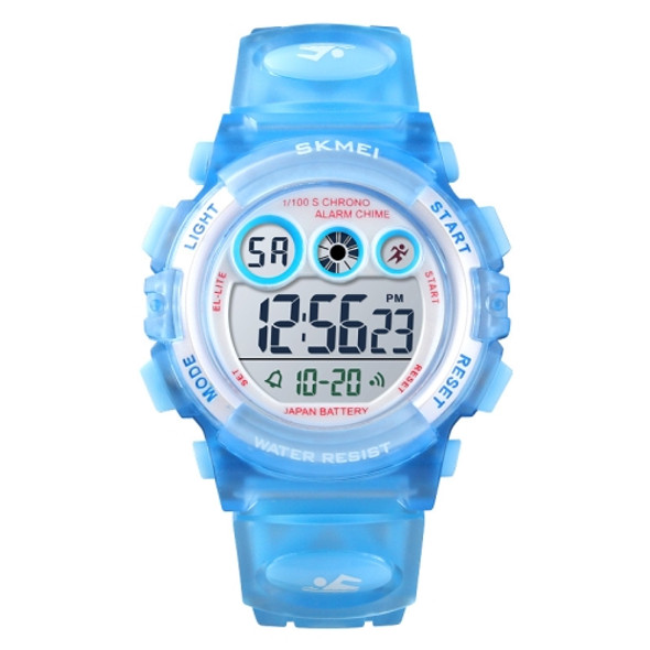 SKMEI 1451 LED Digital Stopwatch Chronograph Luminous Children Sports Electronic Watch(Transparent Pink Blue)
