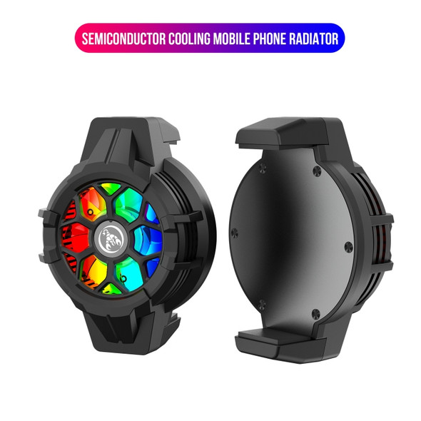 HXSJ P10 Portable Gaming Mobile Phone Radiator Holder with Rainbow Backlight(Black)