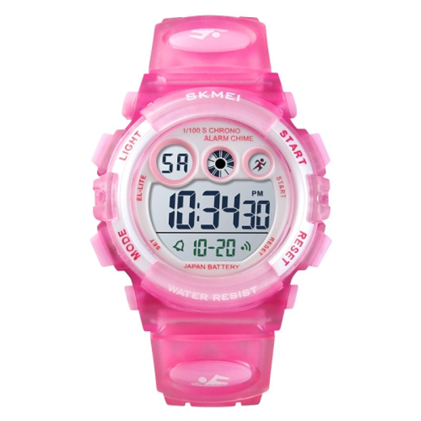 SKMEI 1451 LED Digital Stopwatch Chronograph Luminous Children Sports Electronic Watch(Transparent Pink)