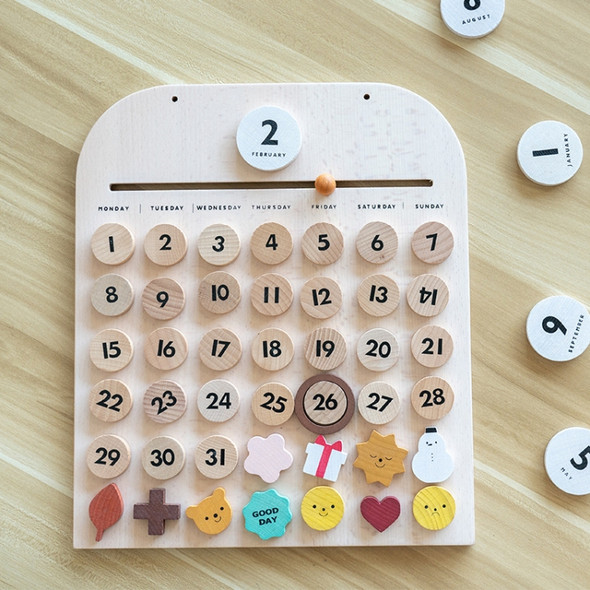 Children Room Wooden Perpetual Calendar Baby Cognitive Desktop Pendant, Spec: Beech GB