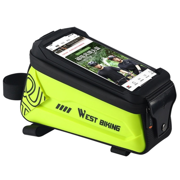 WEST BIKING 2.5L Bicycle Front Beam Mobile Phone Touch Screen Hard Shell Bag(Fluorescent Yellow)
