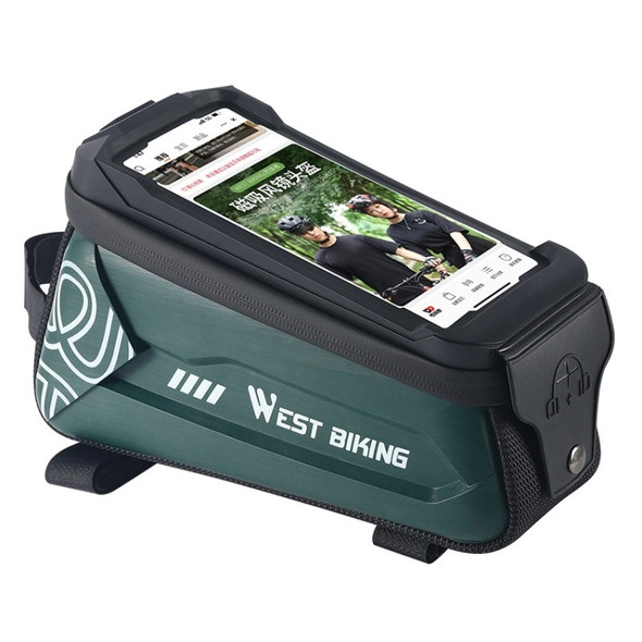 WEST BIKING 2.5L Bicycle Front Beam Mobile Phone Touch Screen Hard Shell Bag(Dark Green)