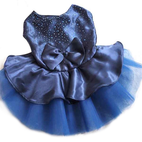 Pet Clothing Pet Hot Drilling Wedding Dress Skirt, Size:XL(Blue)