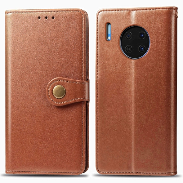For Huawei Mate 30 Hat-Prince Litchi Texture Horizontal Flip Leather Case with Card Slots Brown