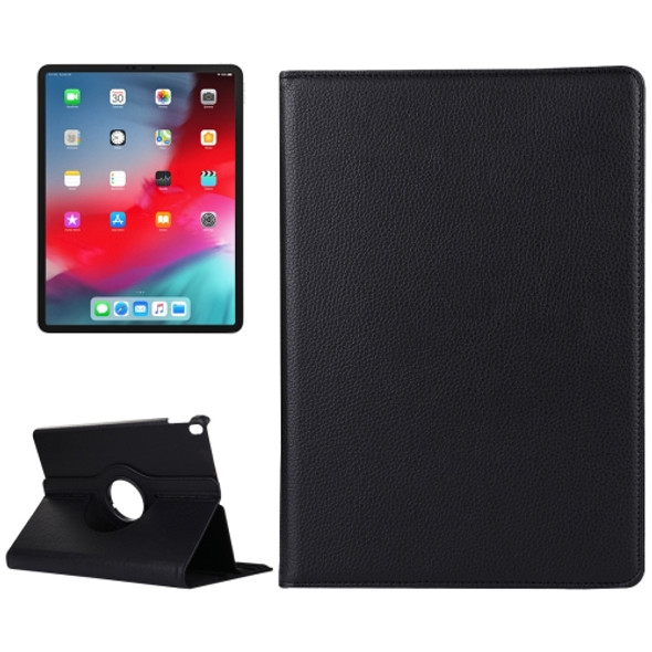 Litchi Texture Horizontal Flip 360 Degrees Rotation Leather Case for iPad Pro 12.9 inch (2018)，with Holder(Black)