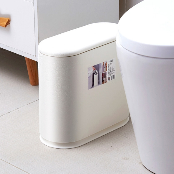 10L MABALO Trash Can Press Crack Storage Bin Garbage Classification Household Plastic Trash Can(White)