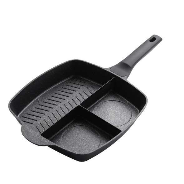 3 In 1 Multifunctional Steak Frying Pan Breakfast Pan Non-Stick Pan(Black)