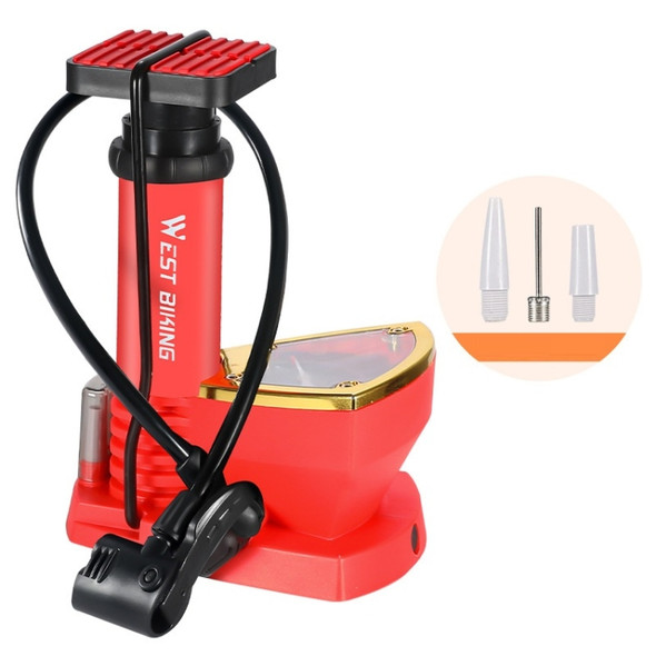WEST BIKING Portable Mountain Bike Foot Pump With Barometer(118 Red)