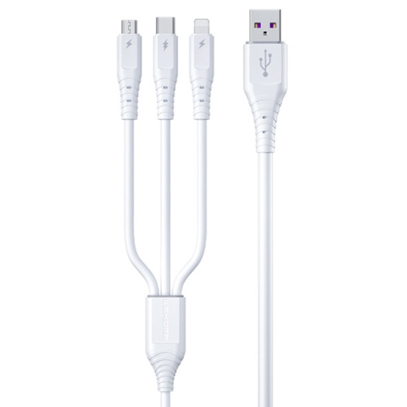 WK WDC-159 3 In 1 6A 8 Pin + Type-C / USB-C + Micro USB Silicone Fast Charging Cable, Length: 1.5m