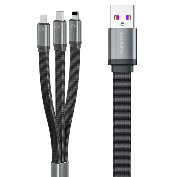 WK WDC-157th  3 In 1 8 Pin + Type-C / USB-C + Micro USB Fast Charging Cable, Length: 1.5m(Black)