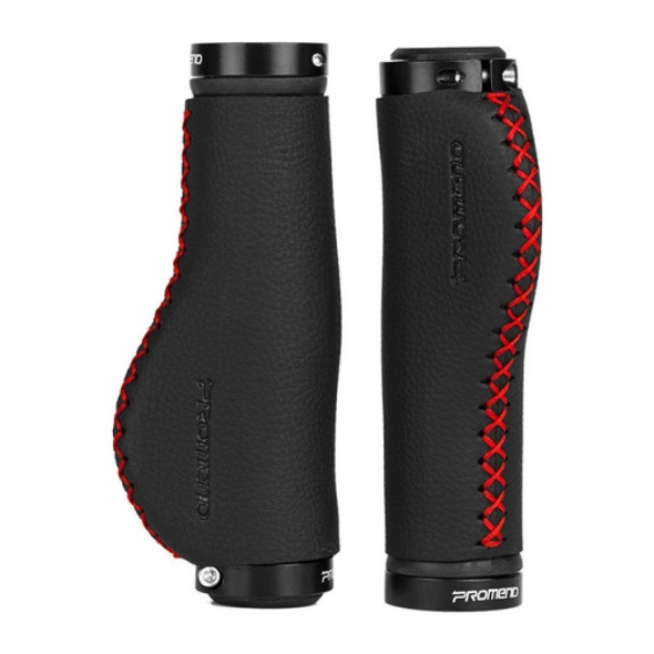 PROMEND Mountain Bicycle Sponge Leather Anti-Skid Grip Ergonomic Handle(Black red line)