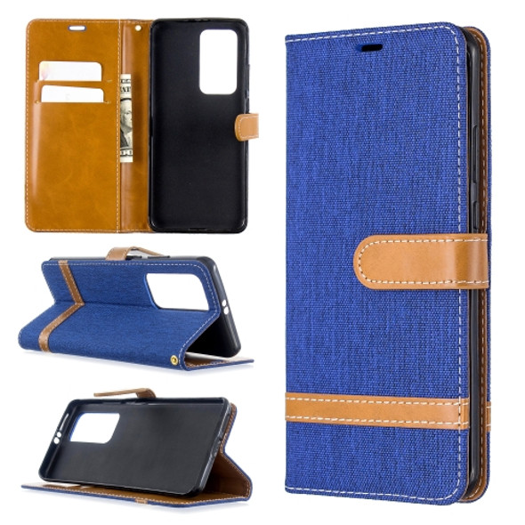 For Huawei P40 Pro Color Matching Denim Texture Horizontal Flip Leather Case with Holder & Card Slots & Wallet & Lanyard(Royal Blue)