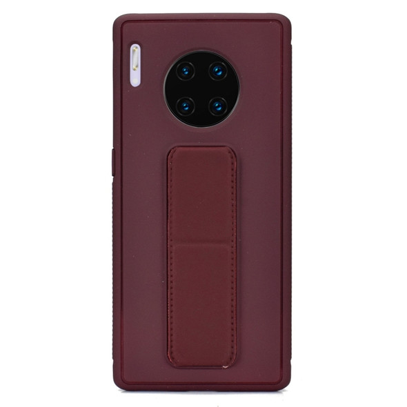 For Huawei Mate 30 Shockproof PC + TPU Protective Case with Wristband & Holder(Brown)