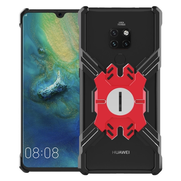 For Huawei Mate 20 Pro Hero Series Anti-fall Wear-resistant Metal Protective Case with Bracket(Black Red)