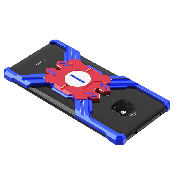 For Huawei Mate 20 Pro Hero Series Anti-fall Wear-resistant Metal Protective Case with Bracket(Blue Red)