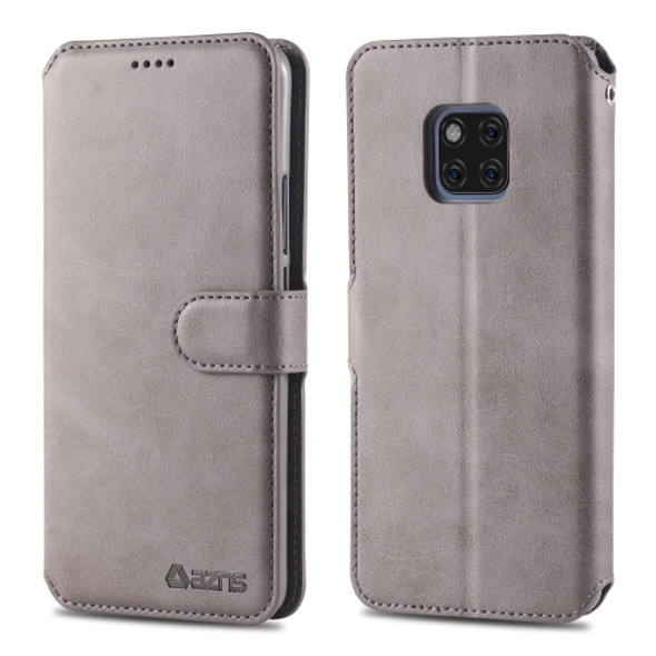 For Huawei Mate 20 Pro AZNS Calf Texture Magnetic Horizontal Flip PU Leather Case with Holder & Card Slots & Photo Frame(Gray)