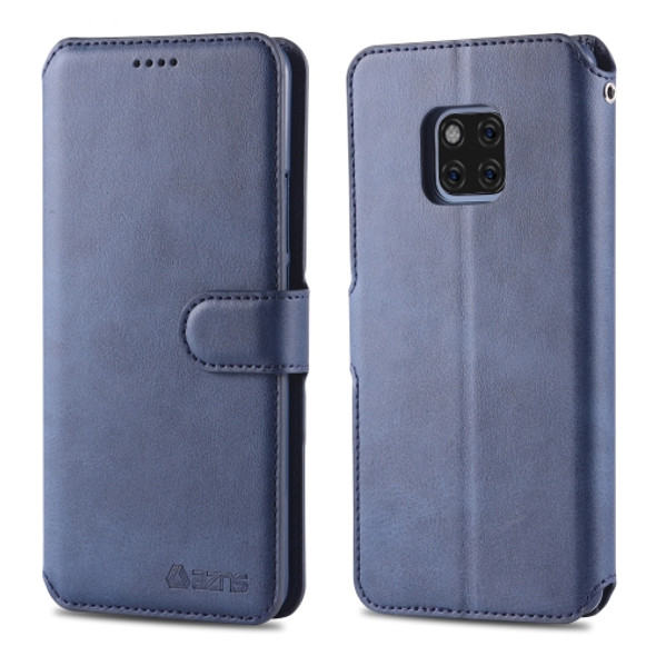 For Huawei Mate 20 Pro AZNS Calf Texture Magnetic Horizontal Flip PU Leather Case with Holder & Card Slots & Photo Frame(Blue)