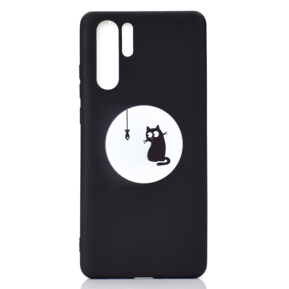 For Huawei P30 Pro Shockproof Stick Figure Pattern Soft TPU Protective Case(Cat)