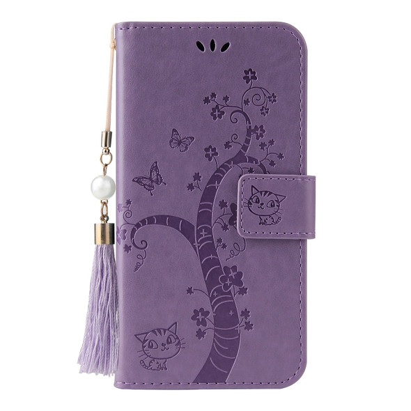 For Huawei P40 Pro Embossed Lucky Tree Horizontal Flip Leather Case with Holder & Card Slot & Wallet & Lanyard(Purple)