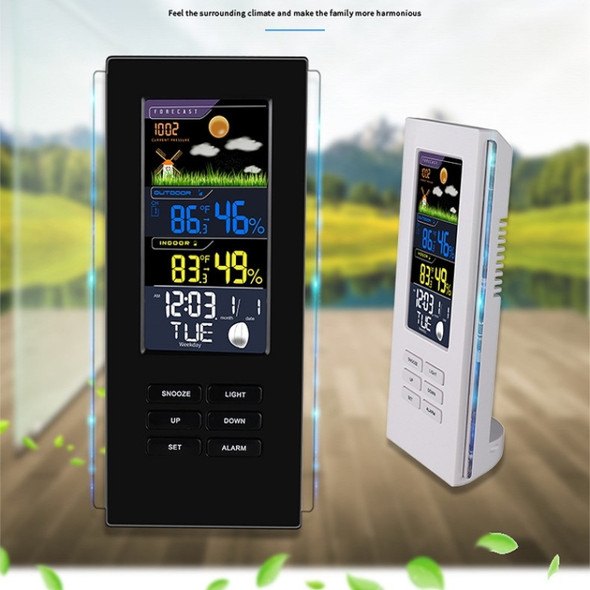 Wireless Colorful Screen Indoor And Outdoor Temperature Humidity Meter Barometer Smart Digital Electronic Clock With Backlight(TS-74-B-US)