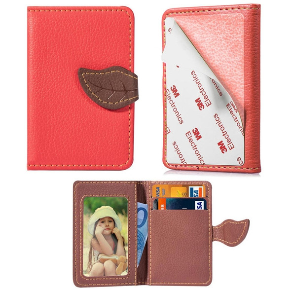 Multi-functional Wallet Card Bag Can be Attached to The Phone or The Car(Red)