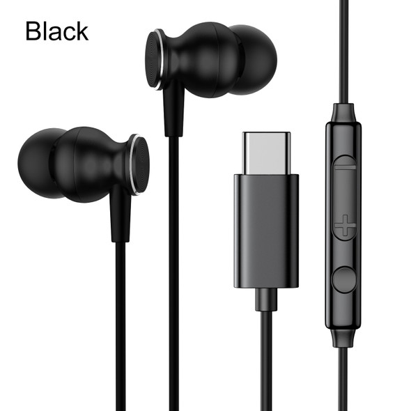 JOYROOM JR-EC04 Type-C In-ear Wired Control Earphone with Mic, Cable Length: 1.2m(Black)