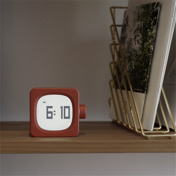 Square Alarm Clock Child Student Night Light Wake-up Lamp Led Charging Mini Small Alarm Clock(Orange Red)