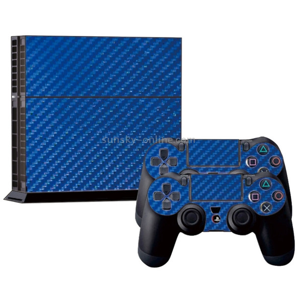 Carbon Fiber Texture Decal Stickers for PS4 Game Console(Blue)