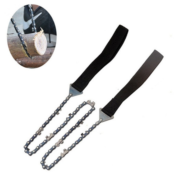 Outdoor Portable Hand-held Wire Saw Field Survival Manganese Steel Chain Saw Multifunctional Logging Saw(11 Teeth Black)