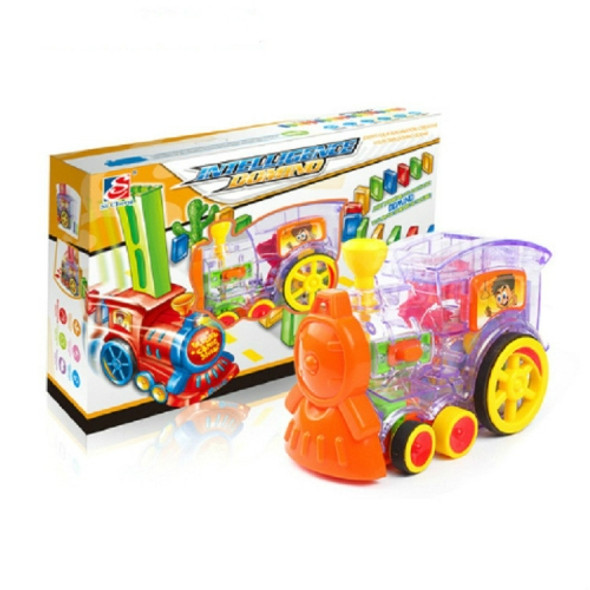 Puzzle Domino Car Electric Train With Sound And Light Music Automatic Licensing Electric Car Toy( Transparent)