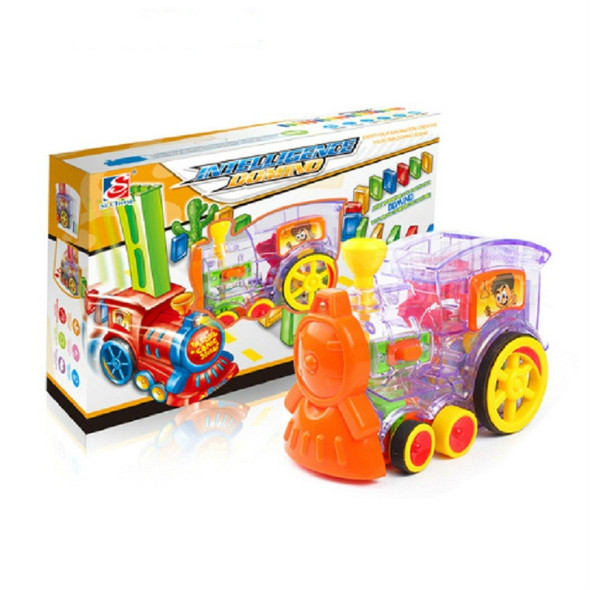 Puzzle Domino Car Electric Train With Sound And Light Music Automatic Licensing Electric Car Toy( Transparent)