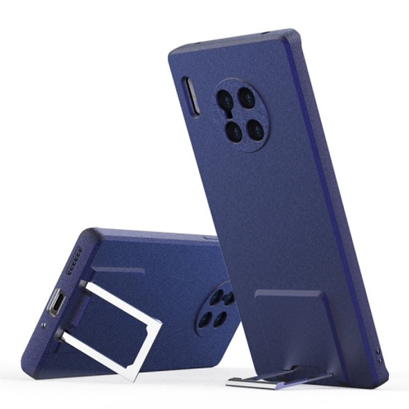 For Huawei Mate 30 Skin Feel Frosted TPU Shockproof Phone Case with Telescopic Holder(Blue)