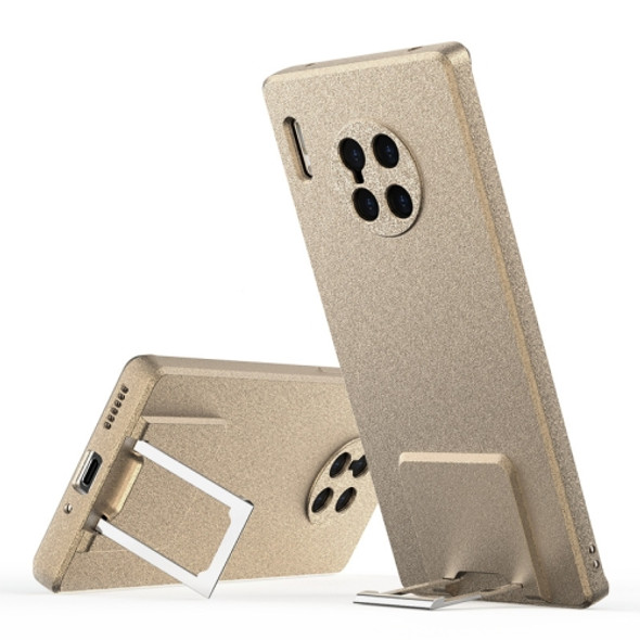 For Huawei Mate 30 Pro Skin Feel Frosted TPU Shockproof Phone Case with Telescopic Holder(Gold)