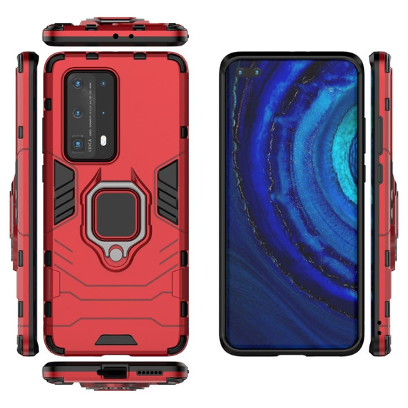 For Huawei P40 PC + TPU Shockproof Protective Case with Magnetic Ring Holder(Red)