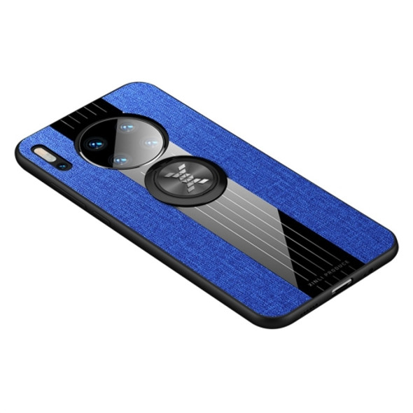 For Huawei Mate 30 XINLI Stitching Cloth Textue Shockproof TPU Protective Case with Ring Holder(Blue)