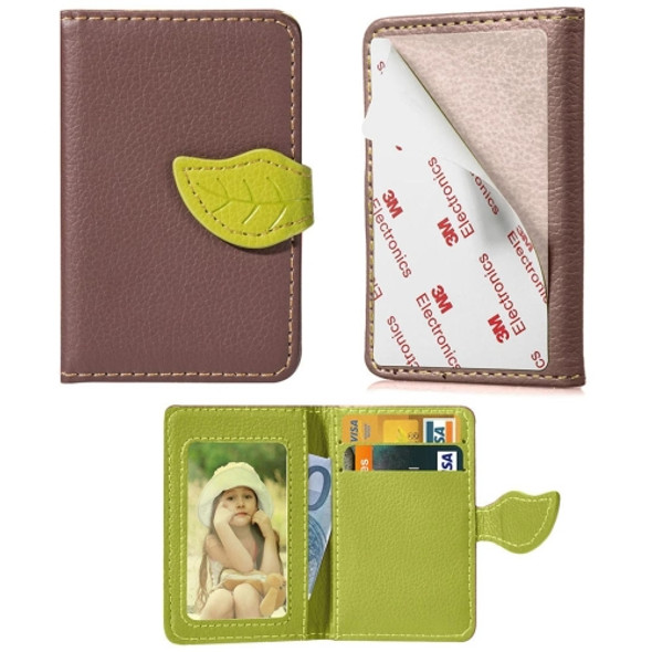 Multi-functional Wallet Card Bag Can be Attached to The Phone or The Car(Brown)