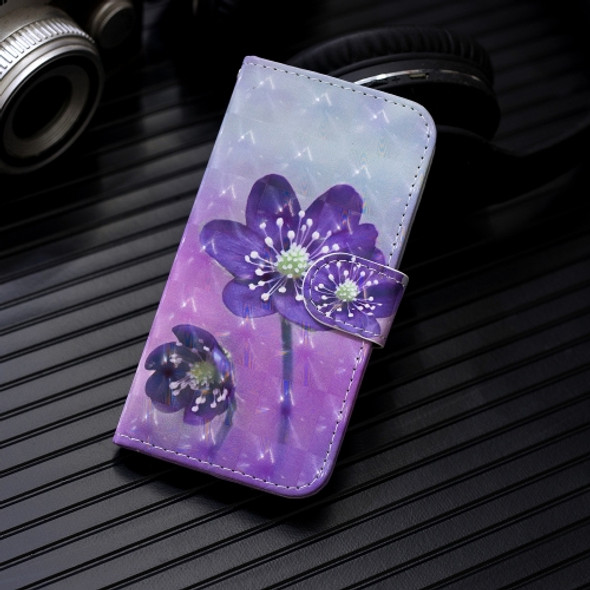 3D Painting Pattern Coloured Drawing Horizontal Flip PU Leather Case with Holder & Card Slots & Wallet For Huawei Mate 20 Pro(Purple Flower)