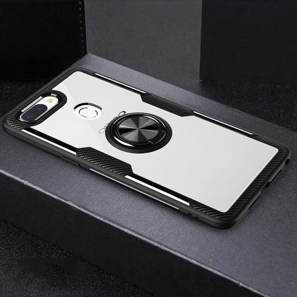 Scratchproof TPU + Acrylic Ring Bracket Protective Case For OPPO R15 Pro(Black)
