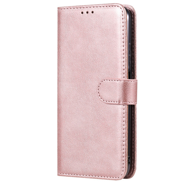 For Huawei P40 Pro 2 in 1 Solid Color Detachable PU Leather Case with Card Slots & Magnetic Holder & Photo Frame & Wallet & Strap(Rose Gold)