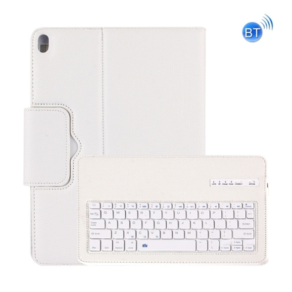 Detachable Bluetooth Keyboard + Litchi Texture Horizontal Flip Leather Case with Holder for iPad Pro 11 inch (2018)(White)