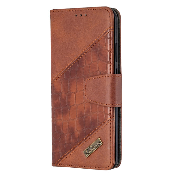 For Huawei P40 Pro Matching Color Crocodile Texture Horizontal Flip PU Leather Case with Wallet & Holder & Card Slots(Brown)