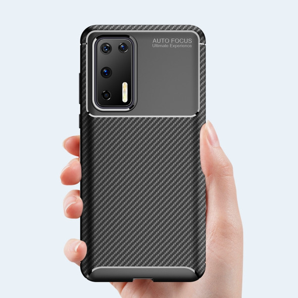 For Huawei P40 Carbon Fiber Texture Shockproof TPU Case(Brown)