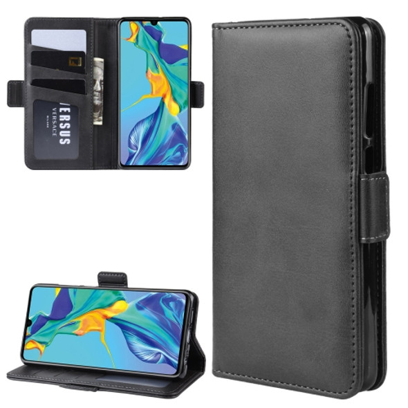 For Huawei P30 Dual-side Magnetic Buckle Horizontal Flip Leather Case with Holder & Card Slots & Wallet & Photo Frame(Black)