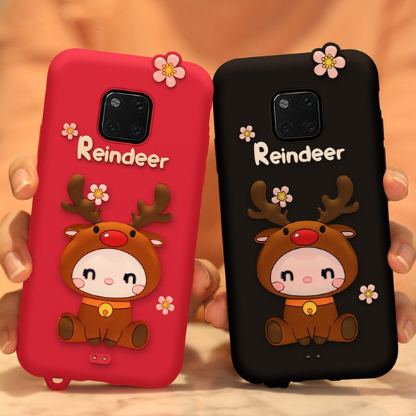 Lovely Reindeer Full Package Anti Falling Silicone Sleeve for Huawei Mate 20 Pro(Red)