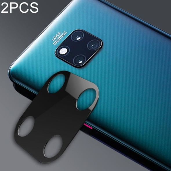 2 PCS 10D Full Coverage Mobile Phone Metal Rear Camera Lens Protection Ring Cover for Huawei Mate 20 Pro(Black)