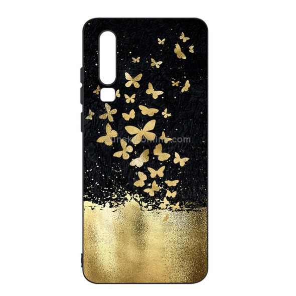 Gold Butterfly Painted Pattern Soft TPU Case for Huawei P30